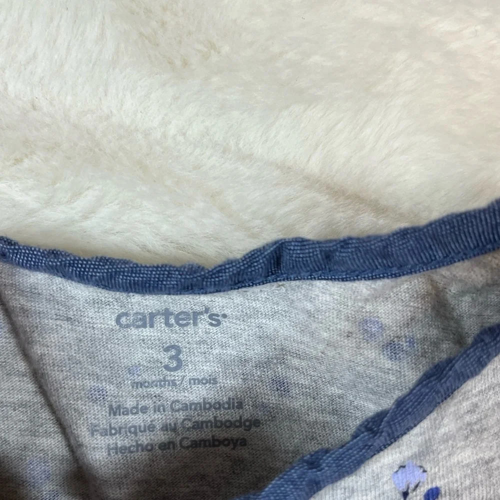 Carters 3M Baby Girl Grey Blue Preppy Floral Skirted Bodysuit Onesie Summer